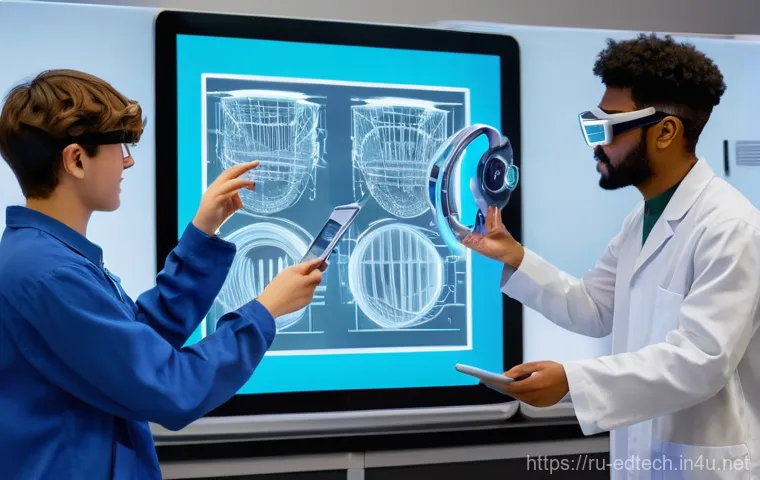 교육공학과 혁신 교수법 - **Prompt 1: AI-Powered Personalized Learning Experience**
    A bright, modern study space with a di...