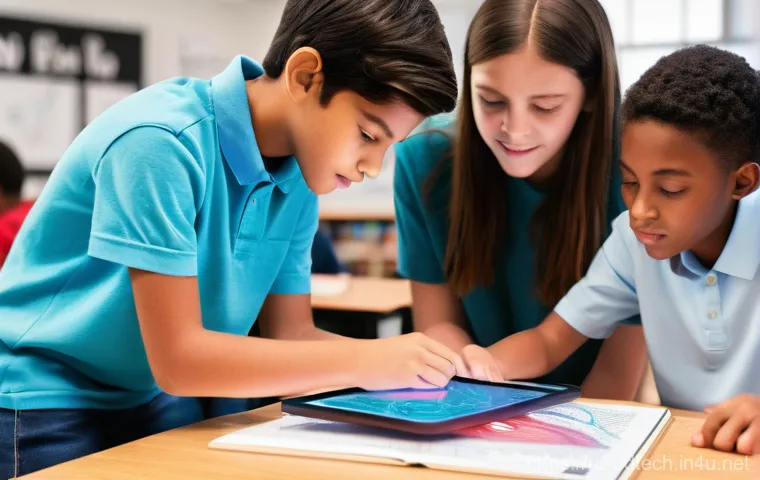 교육공학과 증강현실 교재 - Image Prompt 1: Interactive Biology Lesson with AR**