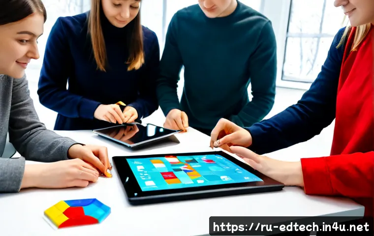 교육공학과 학습 도구 개발 - Photorealistic educational technology workshop in a modern Russian university, a diverse team of uni...